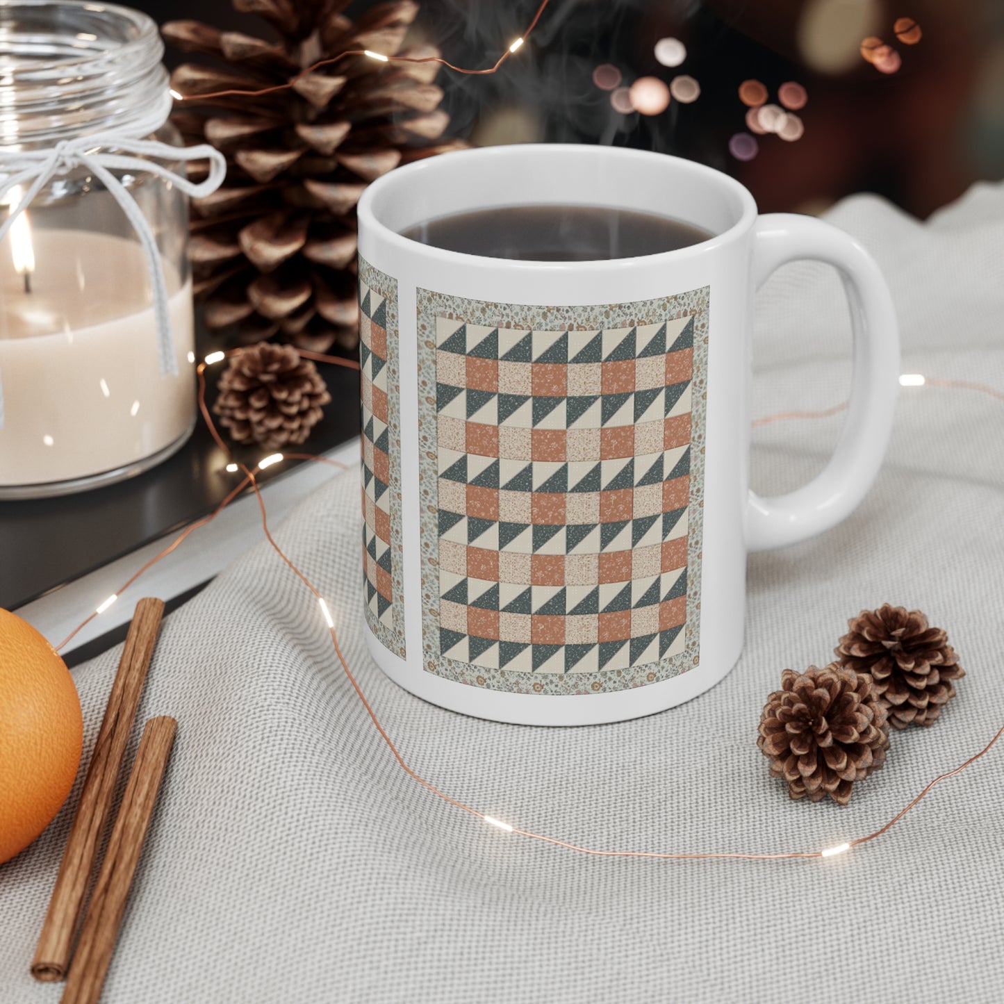 ZigZaggy Quilt Block Coffee Mug - Sip in Quilter's Bliss!