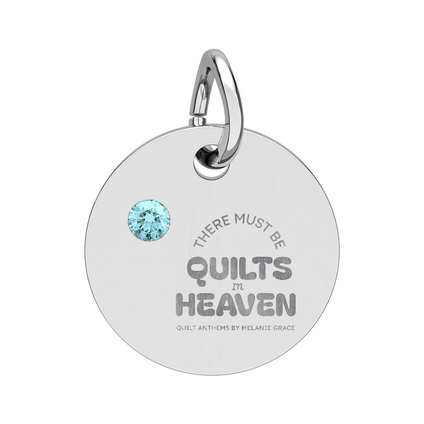 Birthstone Circle Charm — Engraved Personalized Pendant (Quilts of Heaven)