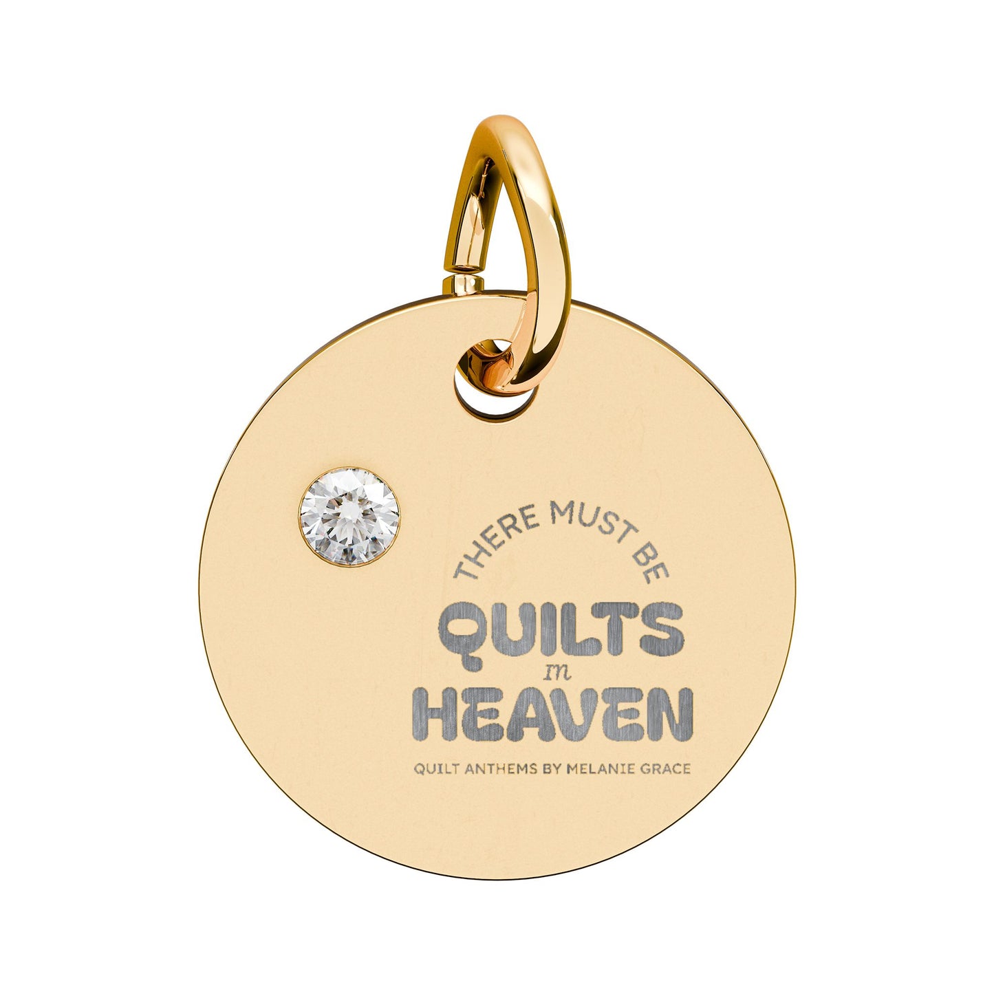 Birthstone Circle Charm — Engraved Personalized Pendant (Quilts of Heaven)
