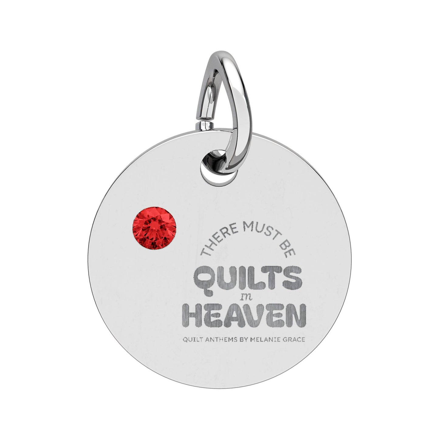 Birthstone Circle Charm — Engraved Personalized Pendant (Quilts of Heaven)
