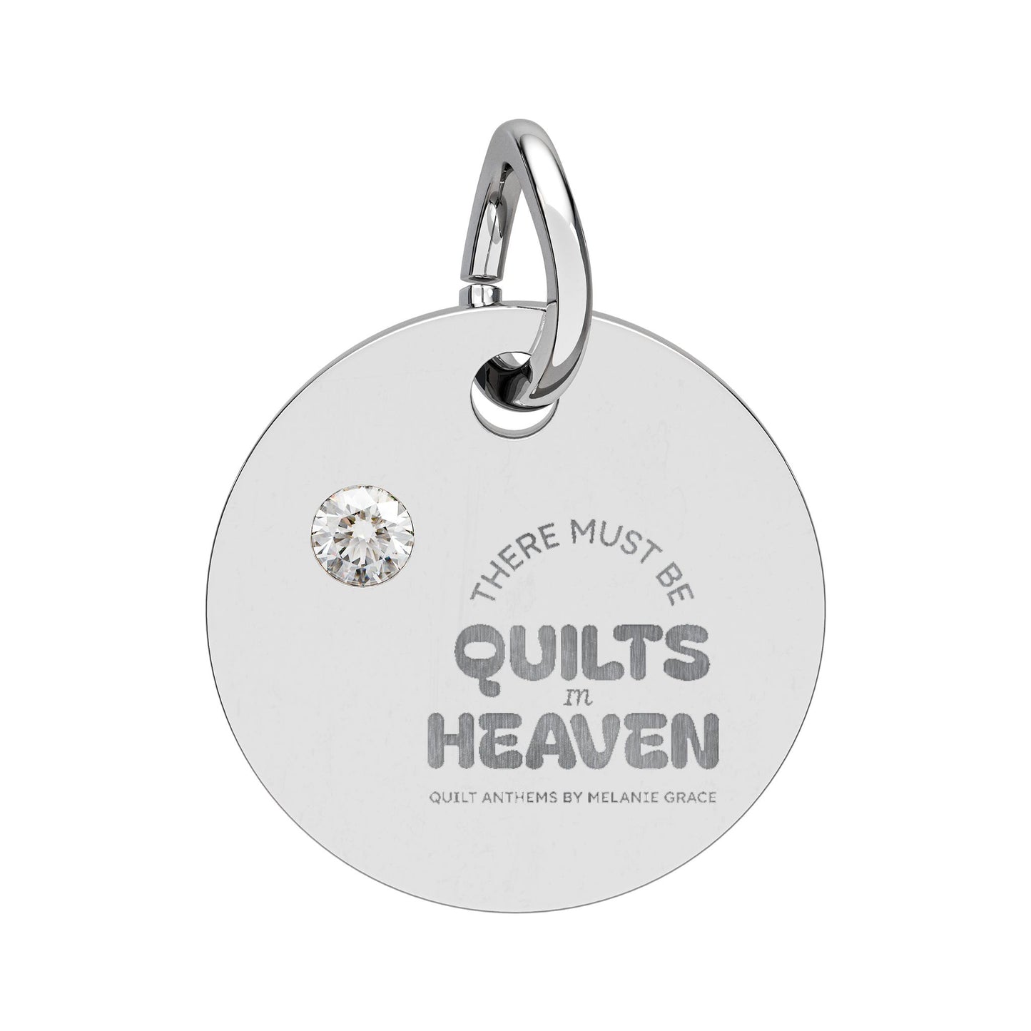 Birthstone Circle Charm — Engraved Personalized Pendant (Quilts of Heaven)