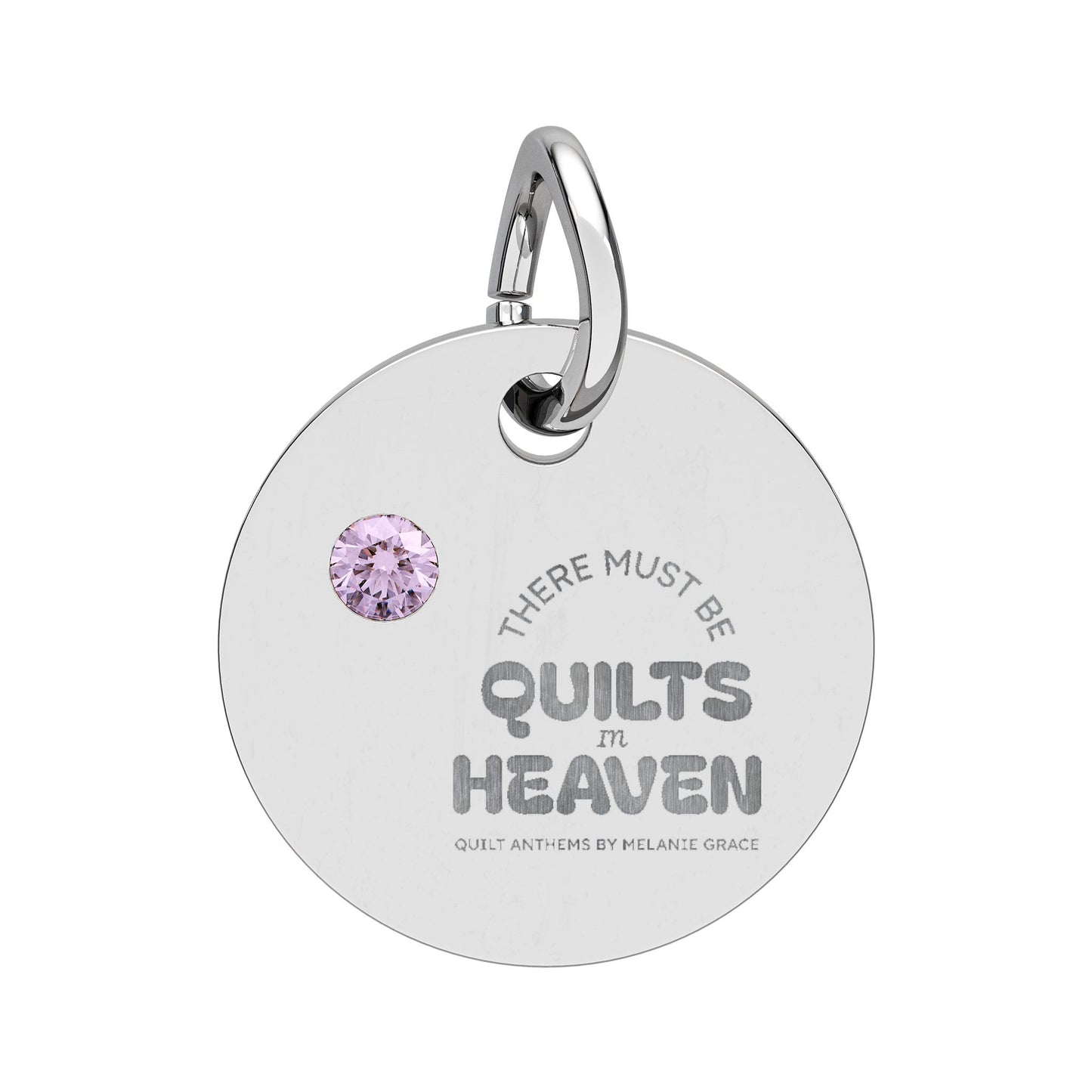 Birthstone Circle Charm — Engraved Personalized Pendant (Quilts of Heaven)